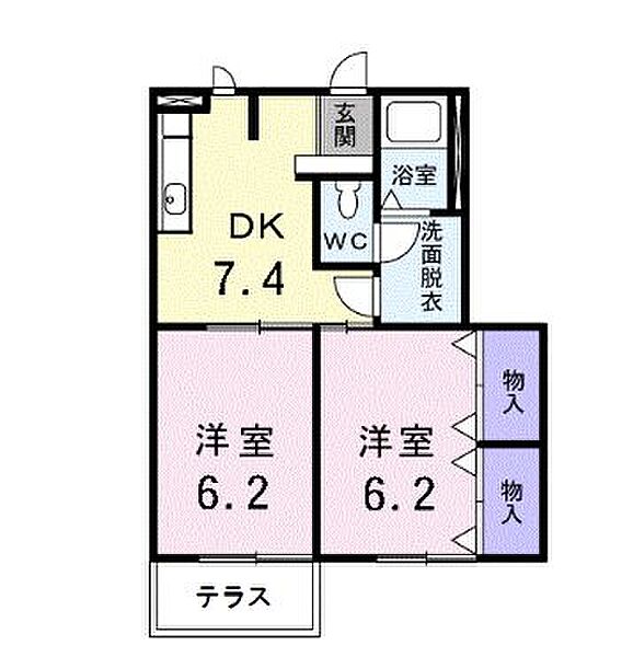 香川県善通寺市大麻町(賃貸アパート2DK・1階・43.99㎡)の写真 その2
