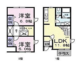 JR瀬戸大橋線 坂出駅 徒歩17分の賃貸アパート 2階2LDKの間取り