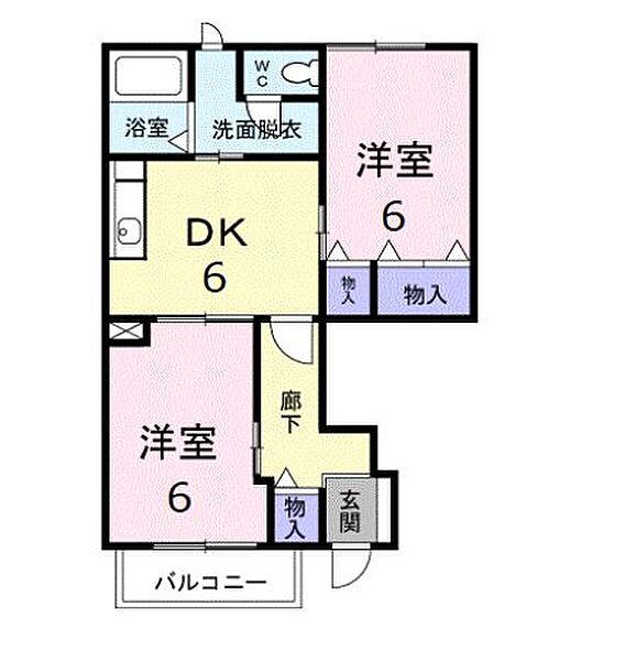 香川県高松市下田井町(賃貸アパート2DK・1階・46.92㎡)の写真 その4