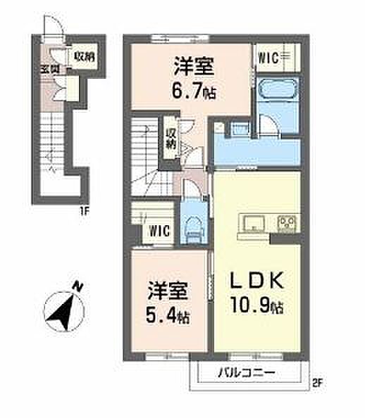 香川県丸亀市郡家町(賃貸アパート2LDK・2階・62.42㎡)の写真 その2