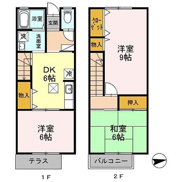 香川県丸亀市郡家町(賃貸テラスハウス3DK・1階・66.68㎡)の写真 その2