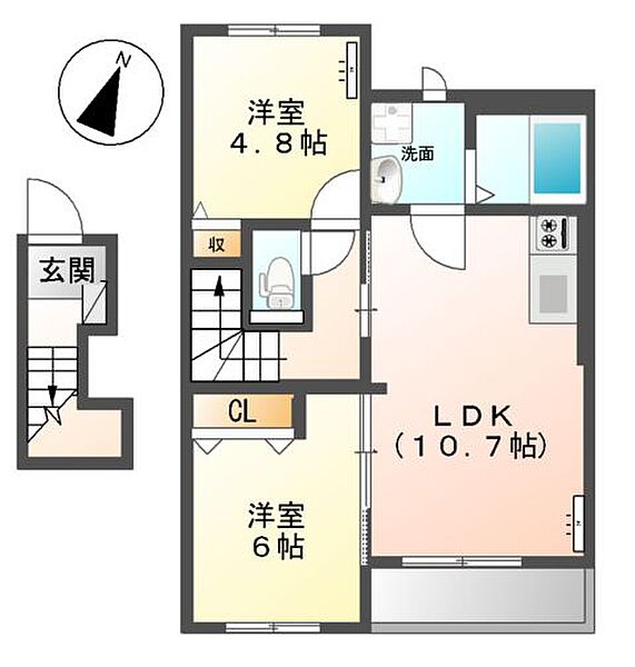 グランリヴィエール ｜香川県善通寺市上吉田町７丁目(賃貸アパート2LDK・2階・49.92㎡)の写真 その4