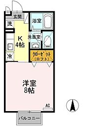 JR高徳線 木太町駅 徒歩3分の賃貸アパート 1階1Kの間取り