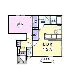 JR予讃線 宇多津駅 3.8kmの賃貸アパート 1階1LDKの間取り