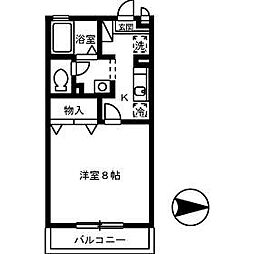 JR予讃線 宇多津駅 3.3kmの賃貸アパート 2階1Kの間取り