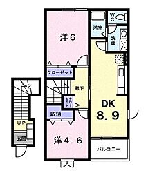 JR土讃線 善通寺駅 徒歩35分の賃貸アパート 2階2DKの間取り