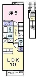高松琴平電気鉄道琴平線 仏生山駅 徒歩4分の賃貸アパート 2階1LDKの間取り
