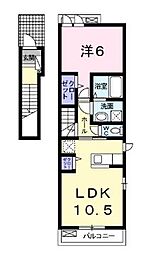 JR瀬戸大橋線 坂出駅 徒歩25分の賃貸アパート 2階1LDKの間取り