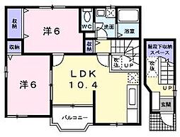 JR予讃線 宇多津駅 4.6kmの賃貸アパート 2階2LDKの間取り