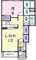高松琴平電気鉄道琴平線 空港通り駅 徒歩11分の賃貸アパート 1階1LDKの間取り