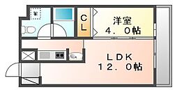 JR高徳線 高松駅 徒歩6分の賃貸マンション 2階1LDKの間取り