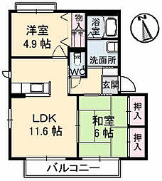 高松琴平電気鉄道琴平線 太田駅 徒歩7分の賃貸アパート 1階2LDKの間取り