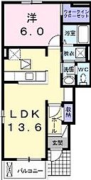 JR予讃線 宇多津駅 4.2kmの賃貸アパート 1階1LDKの間取り