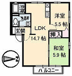 高松琴平電気鉄道琴平線 太田駅 徒歩8分の賃貸アパート 1階2LDKの間取り