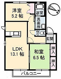 高松琴平電気鉄道志度線 六万寺駅 徒歩5分の賃貸アパート 2階2LDKの間取り
