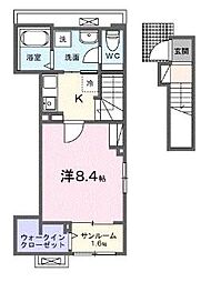 高松琴平電気鉄道長尾線 元山駅 徒歩3分の賃貸アパート 2階1Kの間取り