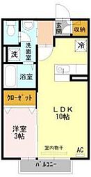 高松琴平電気鉄道琴平線 三条駅 徒歩5分の賃貸アパート 1階1LDKの間取り