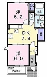 JR土讃線 善通寺駅 徒歩33分の賃貸アパート 1階2DKの間取り