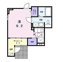 JR予讃線 宇多津駅 徒歩35分の賃貸アパート 1階1Kの間取り