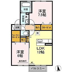 高松琴平電気鉄道長尾線 高田駅 徒歩33分の賃貸アパート 2階2LDKの間取り