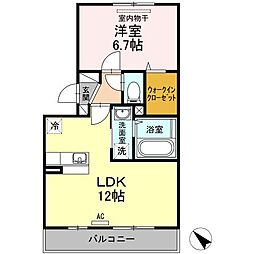 JR予讃線 宇多津駅 徒歩5分の賃貸アパート 3階1LDKの間取り