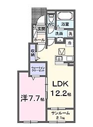 JR予讃線 宇多津駅 4.3kmの賃貸アパート 1階1LDKの間取り