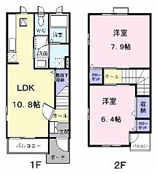 JR予讃線 宇多津駅 徒歩15分の賃貸アパート 1階2LDKの間取り