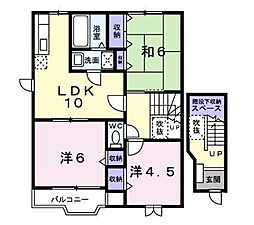 JR予讃線 詫間駅 徒歩7分の賃貸アパート 2階3LDKの間取り
