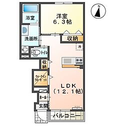 キャロット　Ｂ 1階1LDKの間取り