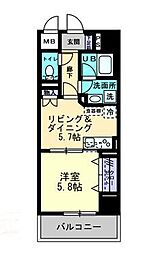 エルドラード常磐町 2階1DKの間取り