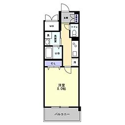 S-RESIDENCE中新町avelis 2階1Kの間取り