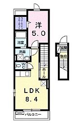 JR瀬戸大橋線 坂出駅 徒歩30分の賃貸アパート 2階1DKの間取り
