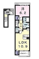 JR予讃線 宇多津駅 徒歩27分の賃貸アパート 2階1LDKの間取り