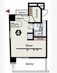 R-RESIDENCE TAKAMATSU 8階ワンルームの間取り