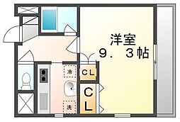 ソレアード古新町 9階1Kの間取り