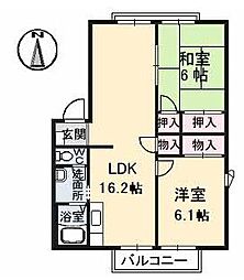 高松琴平電気鉄道長尾線 木太東口駅 徒歩5分の賃貸アパート 2階2LDKの間取り