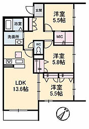 JR予讃線 宇多津駅 徒歩29分の賃貸マンション 1階3LDKの間取り