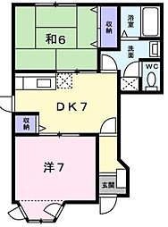 JR瀬戸大橋線 坂出駅 徒歩27分の賃貸アパート 1階2DKの間取り
