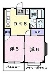 JR瀬戸大橋線 坂出駅 徒歩15分の賃貸アパート 1階2DKの間取り