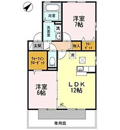 JR予讃線 宇多津駅 徒歩14分の賃貸アパート 2階2LDKの間取り