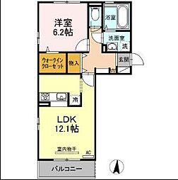 JR瀬戸大橋線 坂出駅 徒歩29分の賃貸アパート 2階1LDKの間取り