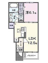 JR予讃線 丸亀駅 徒歩27分の賃貸アパート 1階1LDKの間取り