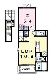 JR予讃線 宇多津駅 4.4kmの賃貸アパート 2階1LDKの間取り