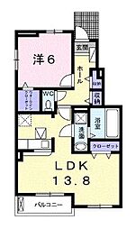 JR予讃線 宇多津駅 4.8kmの賃貸アパート 1階1LDKの間取り