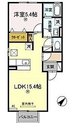 JR予讃線 本山駅 徒歩29分の賃貸アパート 1階1LDKの間取り