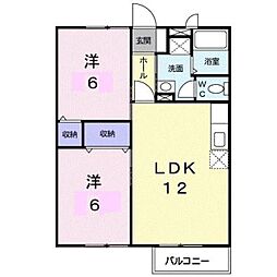 高松琴平電気鉄道長尾線 池戸駅 4kmの賃貸アパート 2階2LDKの間取り