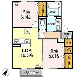 JR土讃線 善通寺駅 徒歩29分の賃貸アパート 2階2LDKの間取り