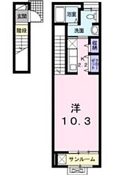 JR予讃線 丸亀駅 徒歩24分の賃貸アパート 2階1Kの間取り