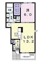 JR瀬戸大橋線 坂出駅 3.6kmの賃貸アパート 1階1LDKの間取り
