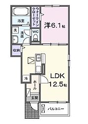 JR土讃線 金蔵寺駅 徒歩29分の賃貸アパート 1階1LDKの間取り